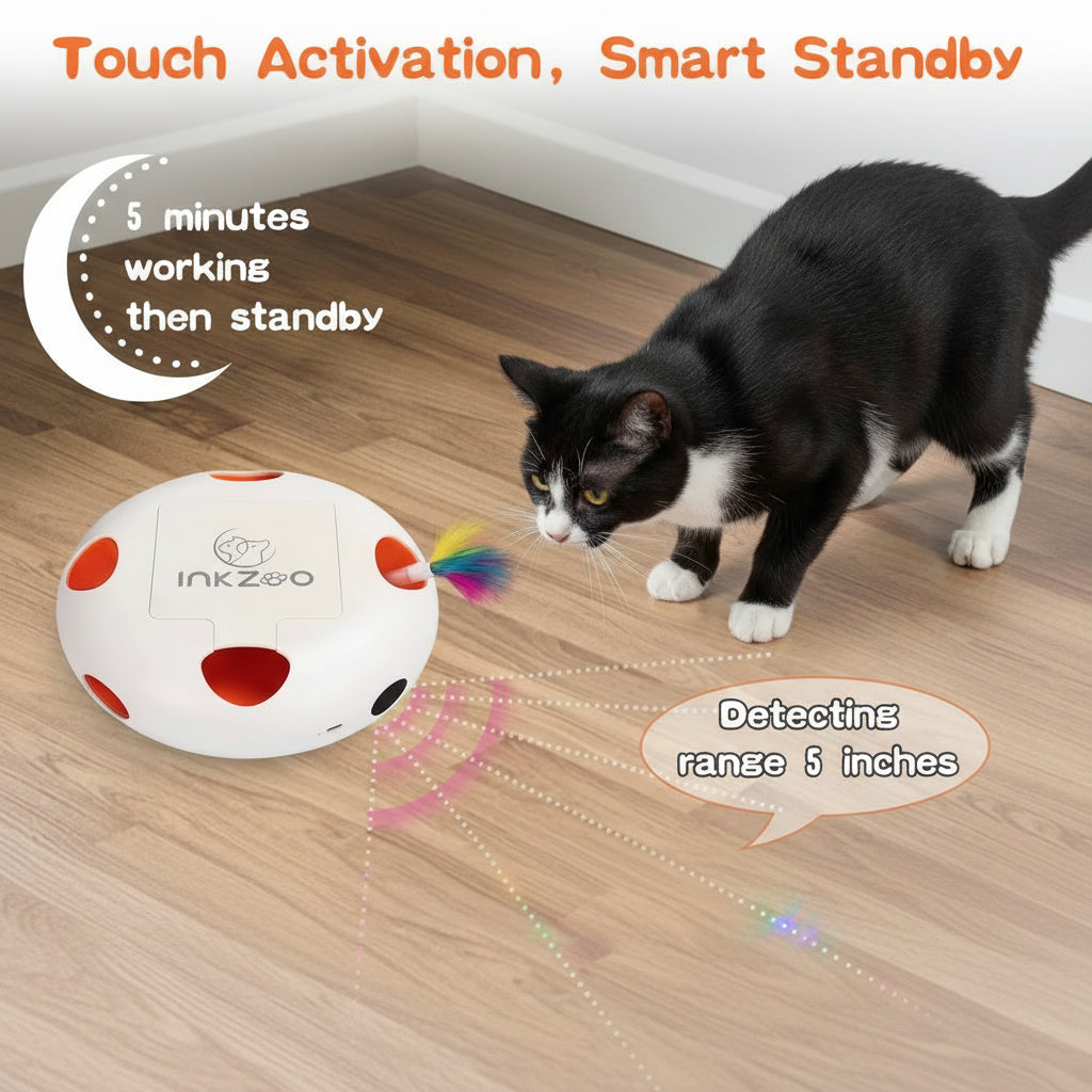 INKZOO Cat Toys, Interactive Cat Toys for Indoor Cats, Smart Interactive Kitten Toy, Automatic 7 Holes Mice Whack-A-Mole
