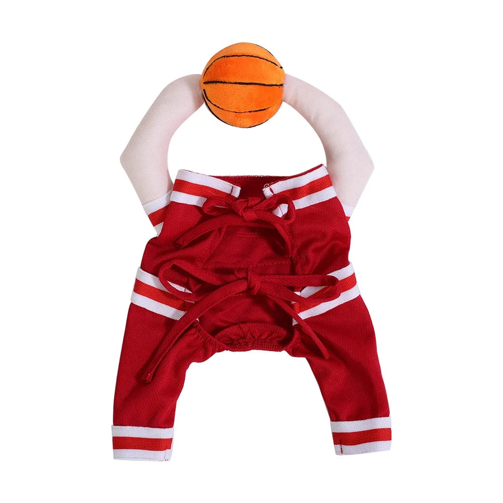 Pet Basketball Player Costume for Dogs & Cats Cute Kitten Sport Clothes with 3D Ball Breathable Adjustable Halloween Cat Outfits