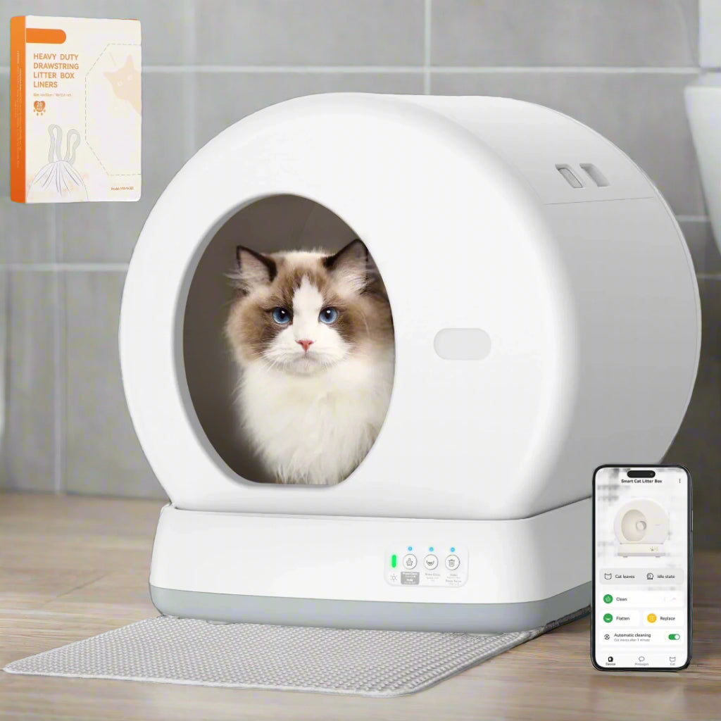Self-Cleaning Cat Litter Box, Automatic Cat Litter Box with APP Control, Safety Sensors, Odor Isolation & Health Monitoring