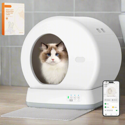 Self-Cleaning Cat Litter Box, Automatic Cat Litter Box with APP Control, Safety Sensors, Odor Isolation & Health Monitoring