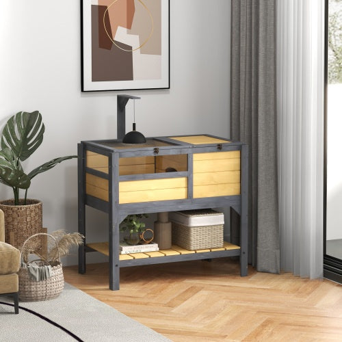 Modern reptile enclosure in a home setting