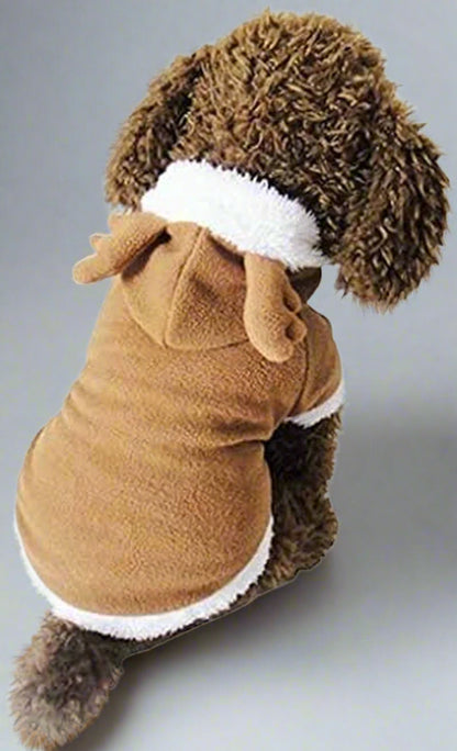 Dog Cat Christmas Reindeer Costume, Funny Pet Elk Cosplay Dress, Puppy Fleece Outfits Warm Hoodie Xmas Apparel Clothes (M Size)