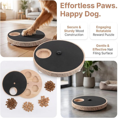 Dog Nail Scratch Pad Pet Claw Grinding Board with Treat Dispenser Rotating Dog Nail Trimming Board for Grooming Filing Training Indoor Paw Care 11.41 X 11.41 X 1.10In