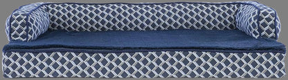 Orthopedic Dog Bed for Medium/Small Dogs W/ Removable Bolsters & Washable Cover, for Dogs up to 35 Lbs - Plush & Woven Decor Comfy Couch Sofa - Diamond Blue, Medium