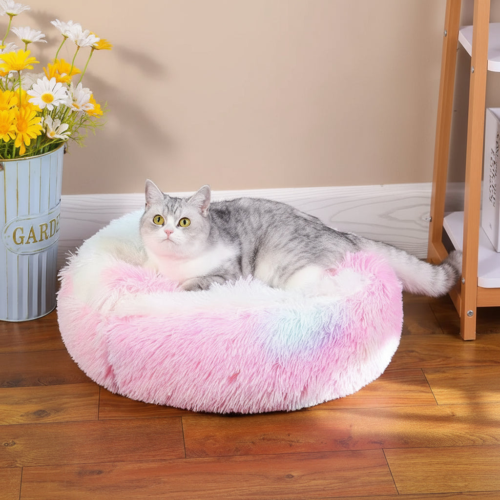 Plush Pet Cat Bed round Cat Cushion Cat House 2 in 1 Warm Cat Basket Pet Sleep Bag Cat Nest Kennel for Small Dog Cat Dog Bed