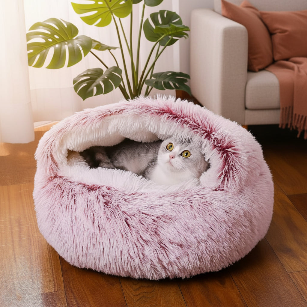 Plush Pet Cat Bed round Cat Cushion Cat House 2 in 1 Warm Cat Basket Pet Sleep Bag Cat Nest Kennel for Small Dog Cat Dog Bed