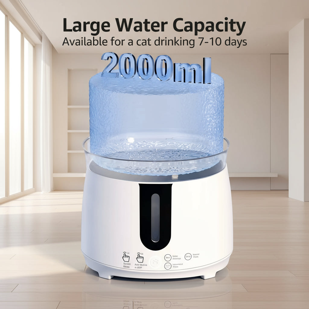 Cat Water Fountain Auto Filter Wireless Smart Pet Cat Drinker Bowl 2L Recirculate Filtring Drinker for Cats Pet Water Dispenser