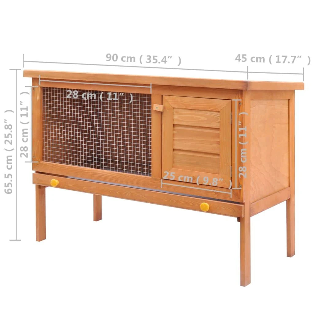 Rabbit Hutch Natural Solid Pine Wood, Plywood and Iron Large