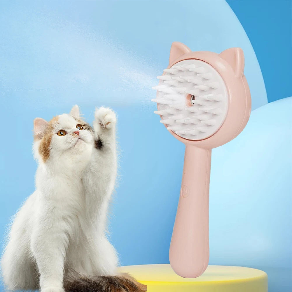 Hair Cleaning Brush With Mist Multifunctional Cat Grooming Brush Rechargeable Self Cleaning Slicker Brush For Pets Dogs &amp; Cats Pet Products