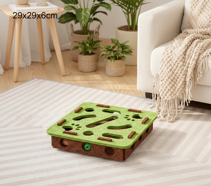 Pet Cat Puzzle Maze Holes Toys Felt Box with Bell Ball Kitten Playing Toys Interactive Funny Combination Set Cat Supplies