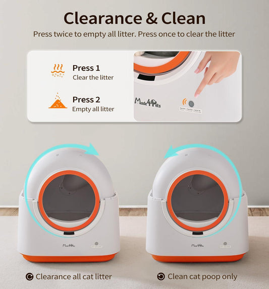 60L Automatic Cat Litter Box - Smart App Control Self-Cleaning Litter Box with Deodorizing, Infrared Sensor, Health Tracking for Multiple Cats