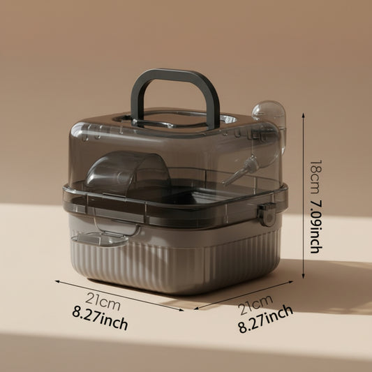 Hamster Outdoor Carrier Cage Portable Hamster Cage with Clear Large Flip Cover for Hamster Bird Carrying Pet Supplies