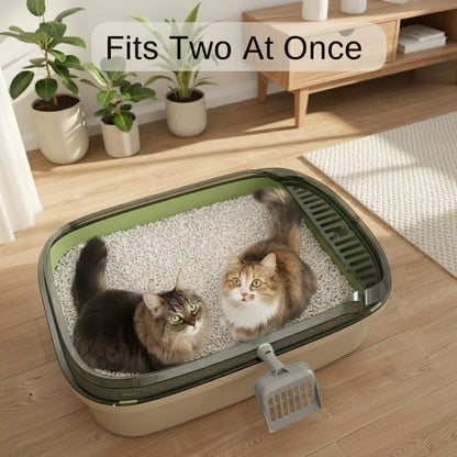 Open Cat Litter Box Thickening Kitty Sandbox Semi-Enclosed High Side Splashproof Pet Bedpans with Litter Scoop Cat Supplies