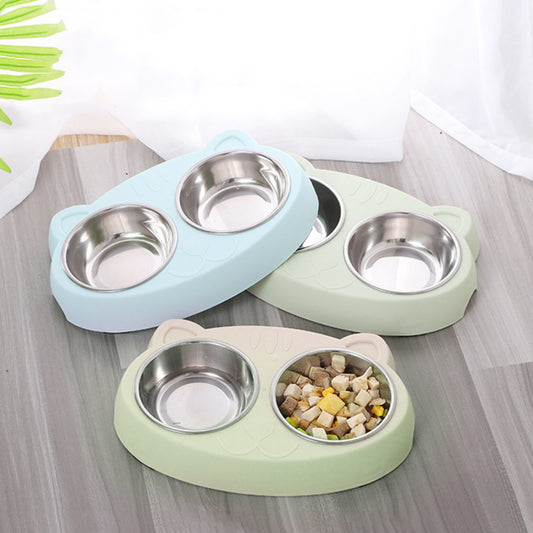 Double Bowls Set | Raised Feeding Station for Dogs & Cats