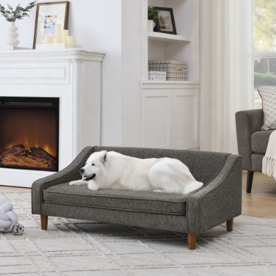 Durable Elevated Dog Sofa Bed - Pet Sofa with Modern Irregular Armrest Design, Comfortable Soft Dog Sofa - Beige