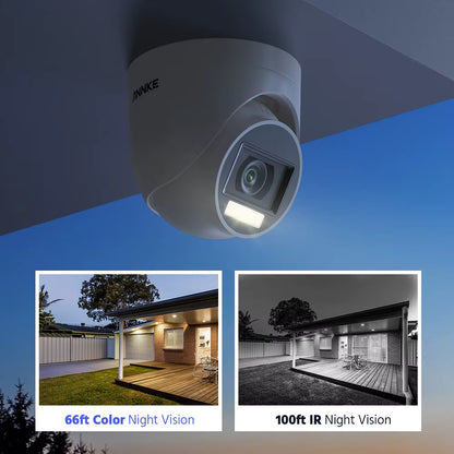 Anker security camera with night vision features displayed on a blue gradient background