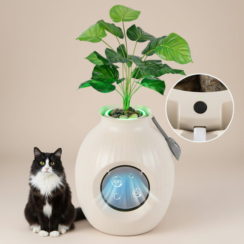 Smart Plant Cat Litter Box with Electronic Odor Removal & Sterilization