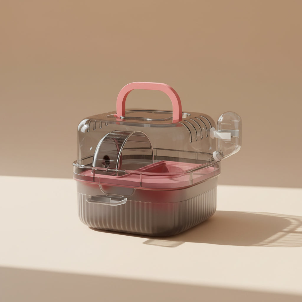 Hamster Outdoor Carrier Cage Portable Hamster Cage with Clear Large Flip Cover for Hamster Bird Carrying Pet Supplies