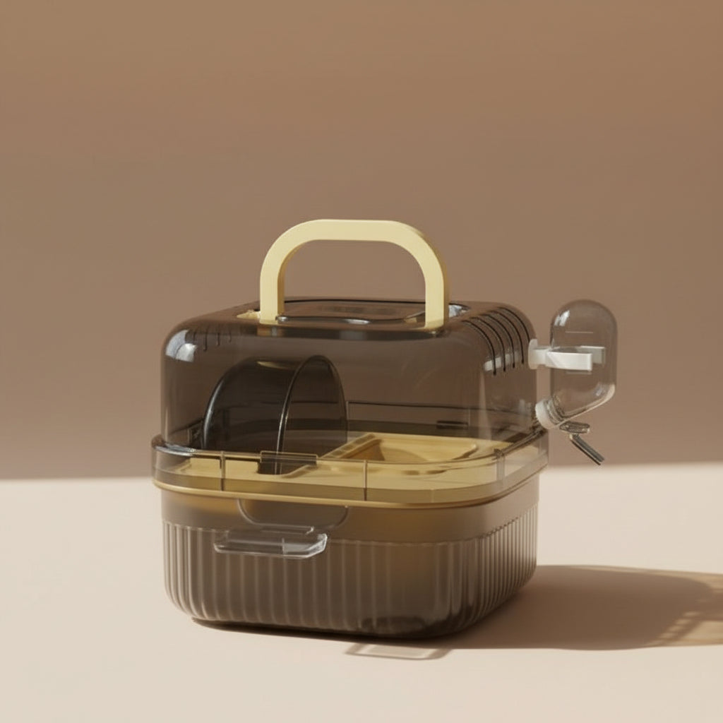 Hamster Outdoor Carrier Cage Portable Hamster Cage with Clear Large Flip Cover for Hamster Bird Carrying Pet Supplies