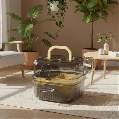 Hamster Outdoor Carrier Cage Portable Hamster Cage with Clear Large Flip Cover for Hamster Bird Carrying Pet Supplies