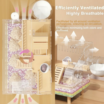 Ventilation system with text highlighting efficiency and breathability.
