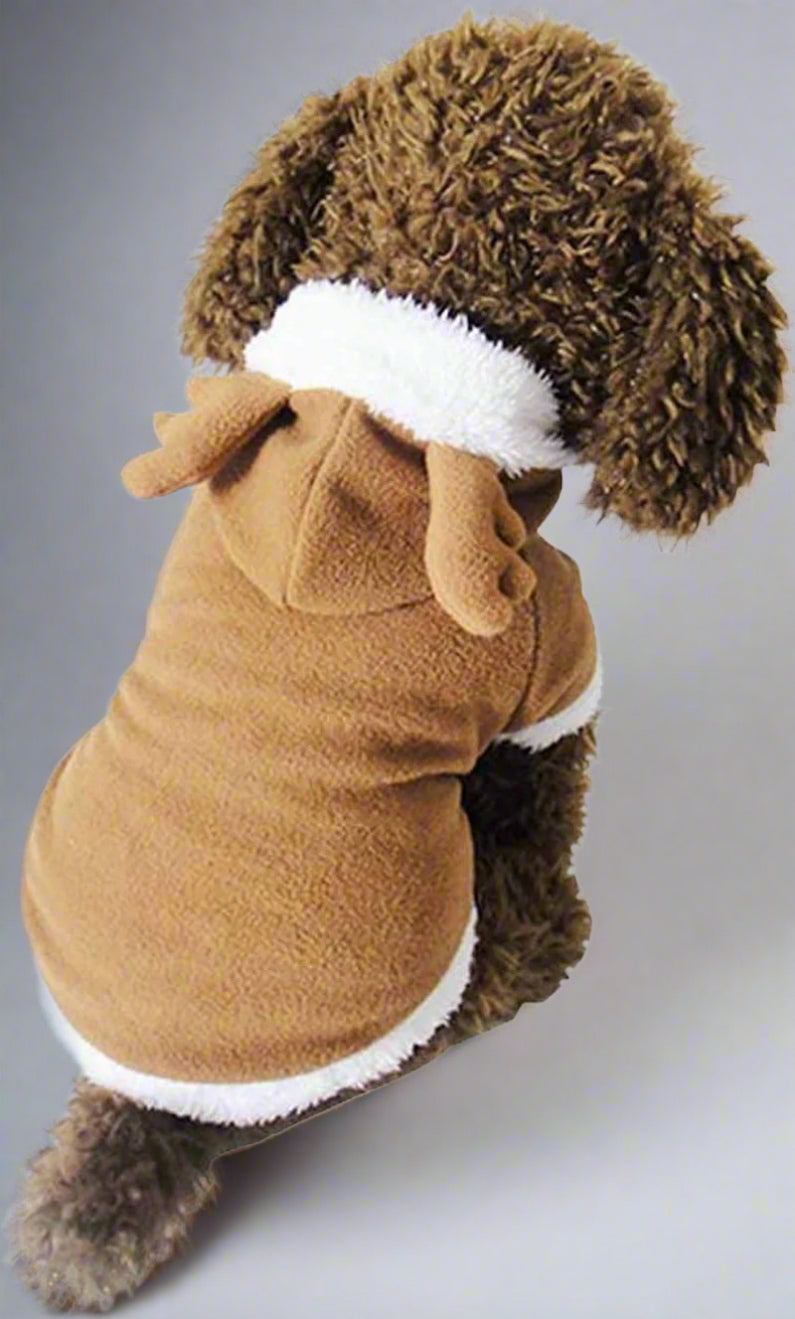Dog Cat Christmas Reindeer Costume, Funny Pet Elk Cosplay Dress, Puppy Fleece Outfits Warm Hoodie Xmas Apparel Clothes (3XL Size)