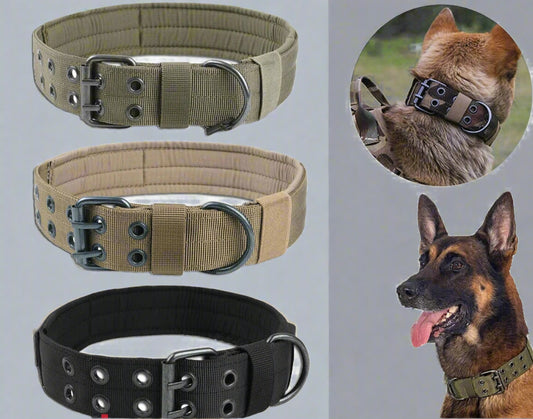 2" Wide Tactical Heavy Duty Nylon Large Dog Collar K9 Military with Metal Buckle