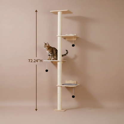 4-Tier Wall-Mounted Cat Tree Set