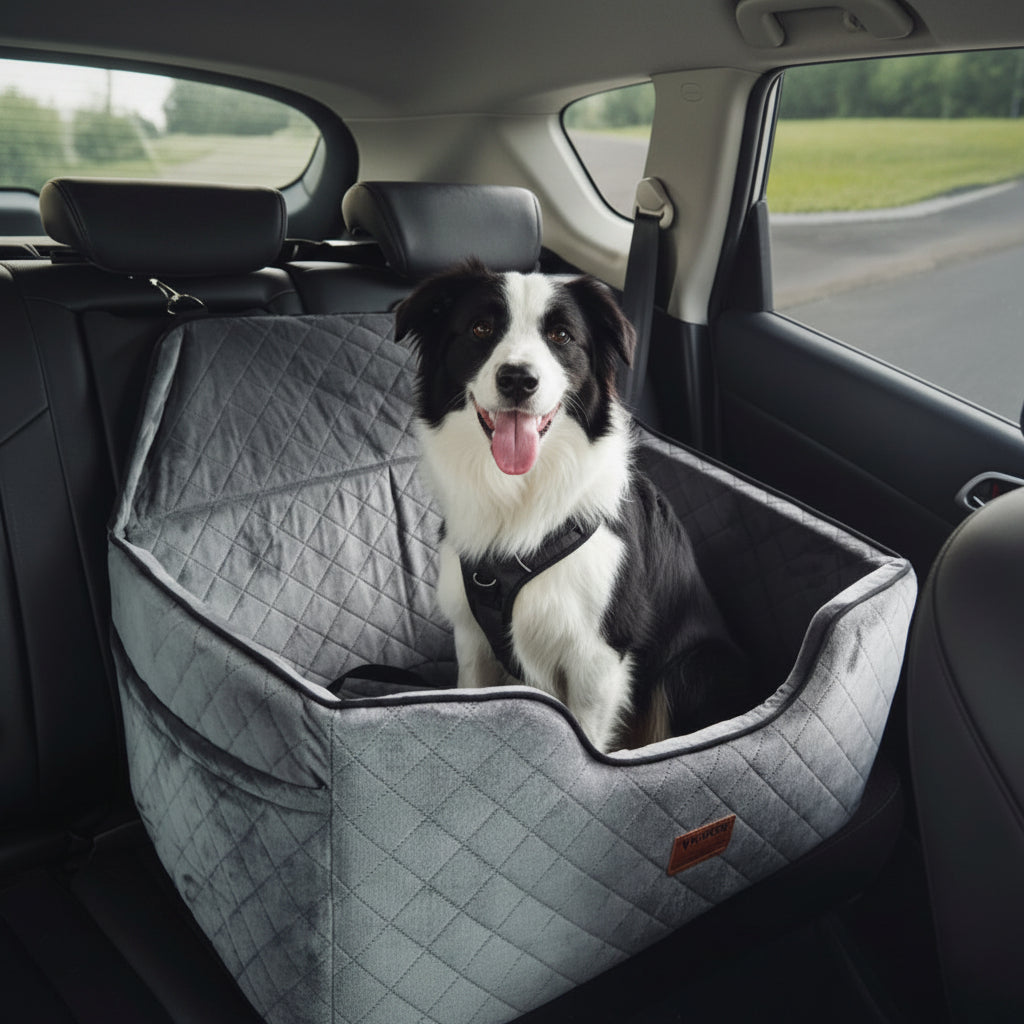 VEVOR Dog Booster Car Seat Pet Car Seat for Medium Large Dog up to 55 Lbs Gray