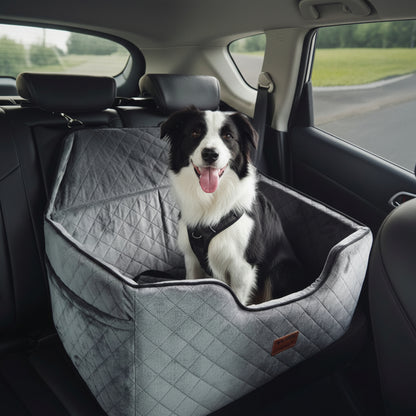 VEVOR Dog Booster Car Seat Pet Car Seat for Medium Large Dog up to 55 Lbs Gray