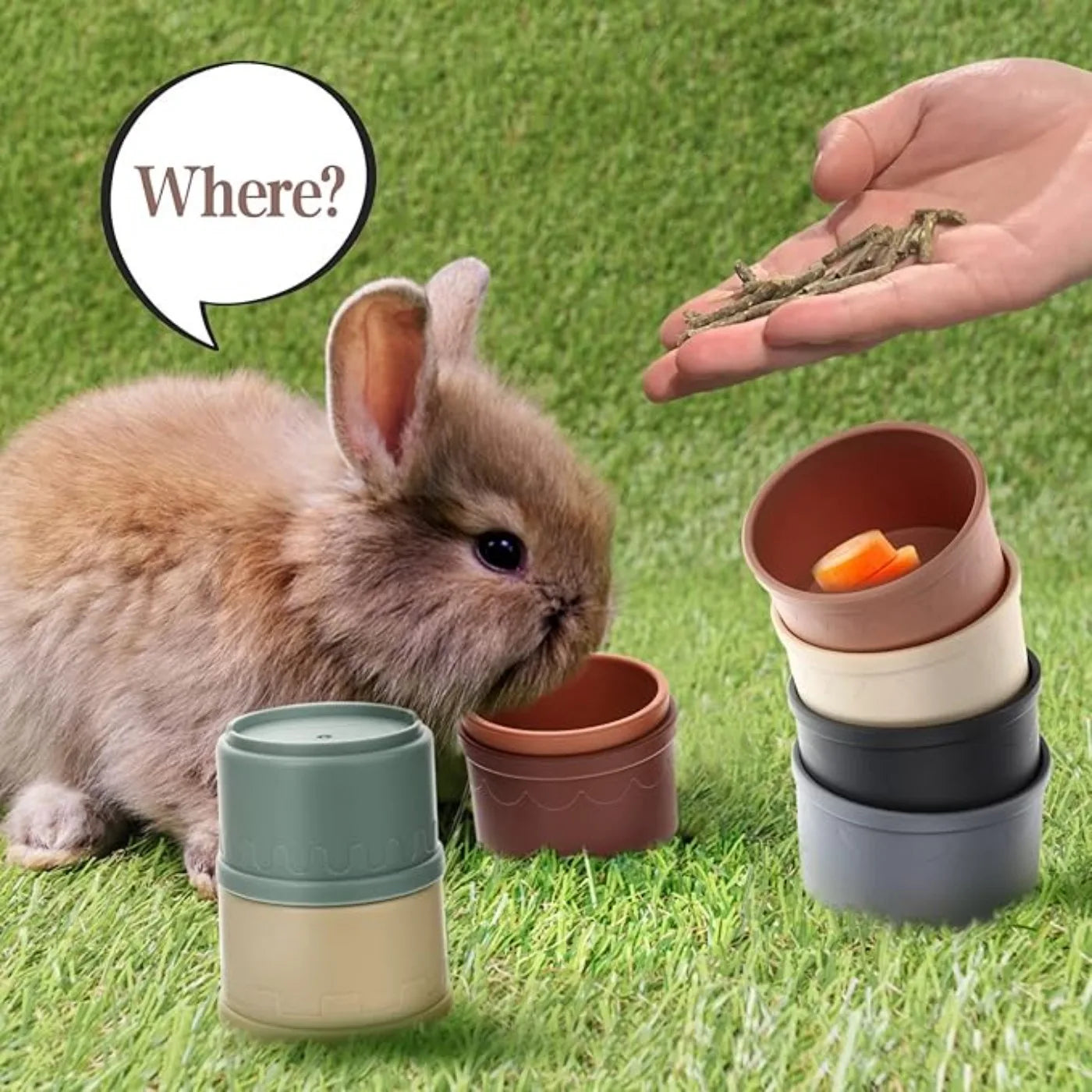 8Pcs Rabbits Toys Bunny Stacking Cups Multi-Colored Reusable Rabbit Puzzle Toys Playing Toy Hamster Guinea Pig Nesting Toys