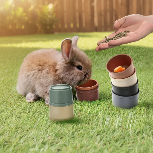 8Pcs Rabbits Toys Bunny Stacking Cups Multi-Colored Reusable Rabbit Puzzle Toys Playing Toy Hamster Guinea Pig Nesting Toys