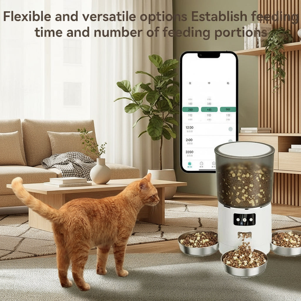 HEYBO Automatic Cat Feeder Smart App-Controlled Pet Feeder with 3 Bowls