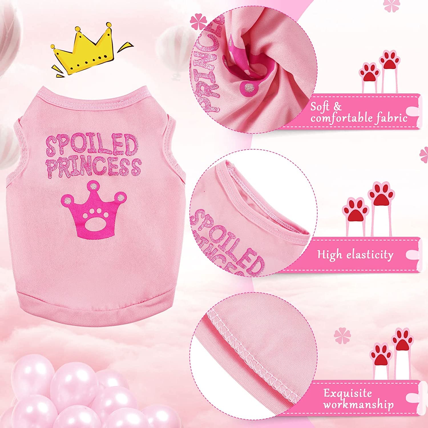 8 Pieces Pet Shirts Printed Puppy Soft Dog Shirt Pullover Cute Dog Sweatshirts Valentine‘S Day Puppy Girl Clothes Outfits Small Pet Cats(Vivid Pattern,Size M)