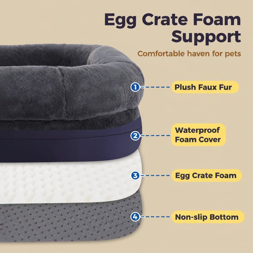 Foldable Dog Bed for Adult, Kids, Plush Pet Couch Bed for Large Dogs, Washable Pet Sofa Bed with Non-Slip Bottom Dog Accessories