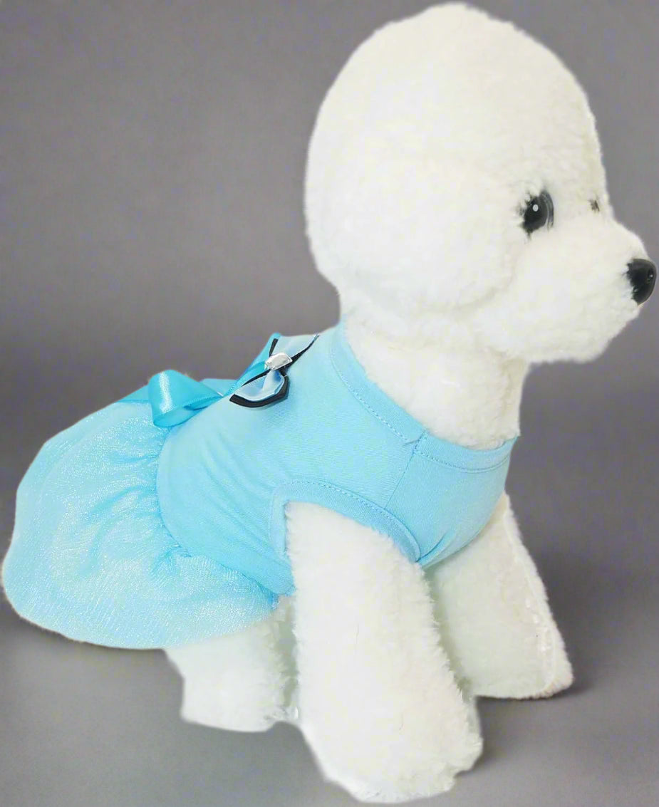 Dog Dresses for Small Medium Dog Cat Pet Dog Princess Tutu Dresses Dog Skirt Bow Crystal Belt Skirt Pet Clothes (Medium, Blue)