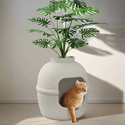 Damase Hidden Cat Litter Box Enclosure with Decorative Planter