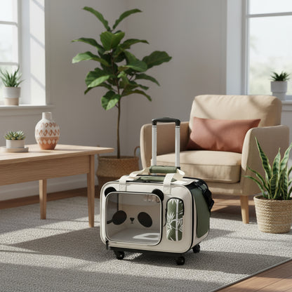 Foldable Pet Dog Cat Trolley Stroller with 4 Universal Wheels Animal Travel Shoulder Carrier House Suitcase for Small Pets