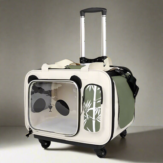 Foldable Pet Dog Cat Trolley Stroller with 4 Universal Wheels Animal Travel Shoulder Carrier House Suitcase for Small Pets