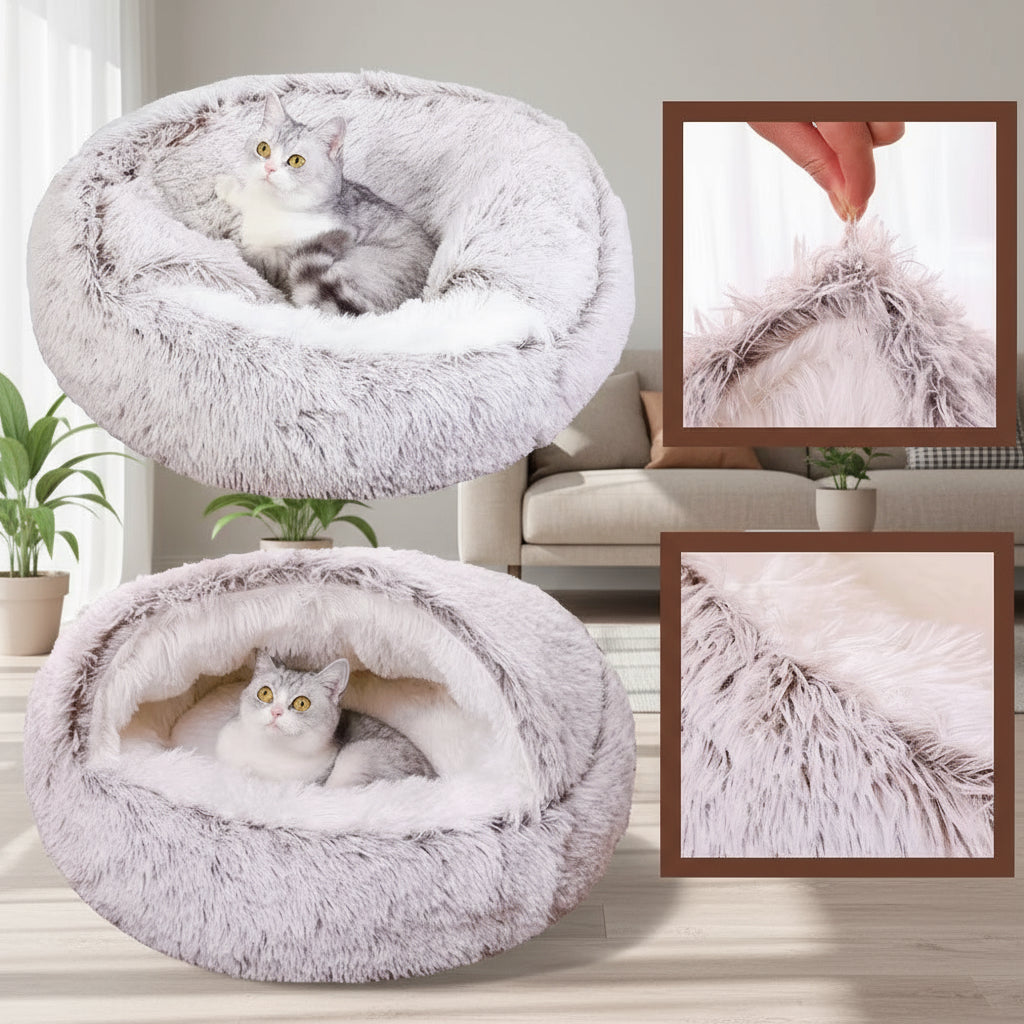 Plush Pet Cat Bed round Cat Cushion Cat House 2 in 1 Warm Cat Basket Pet Sleep Bag Cat Nest Kennel for Small Dog Cat Dog Bed