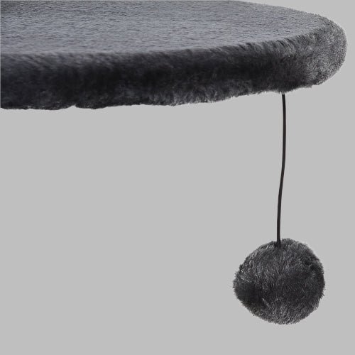 Gray felted hat with a pom-pom on a white background