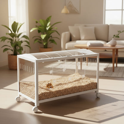 Hamster Cage with Wheels, Large Metal Rat Cage, Rodent Cage, Stackable with Top Access, Ventilated Pet Mice Cage