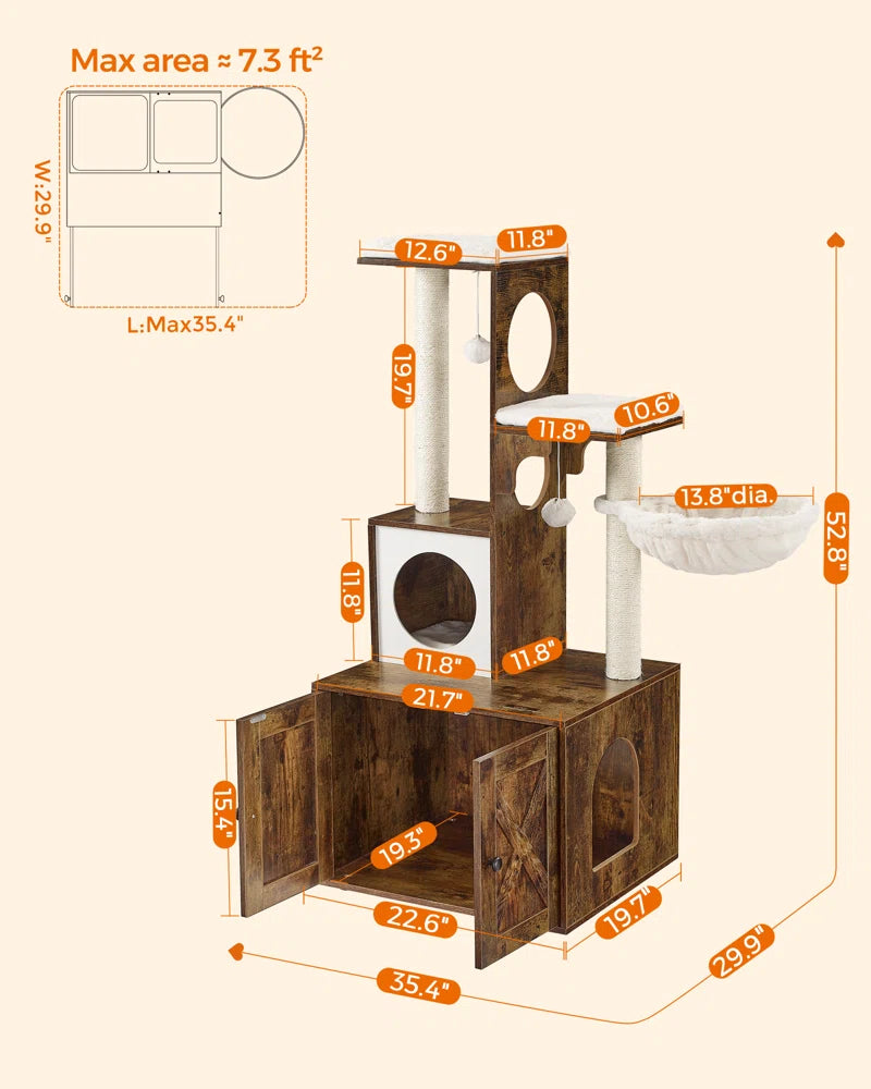 53" Kimmel Cat Tree with Litter Box Enclosure