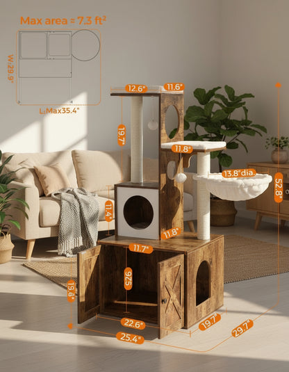 53" Kimmel Cat Tree with Litter Box Enclosure