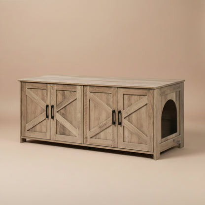 Wooden pet furniture on a beige background