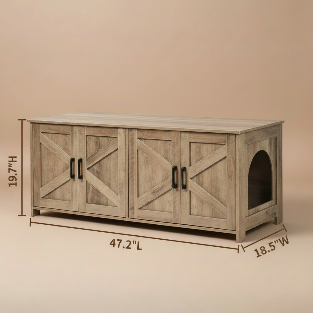 Cat Litter Box Enclosure (Double Rooms)