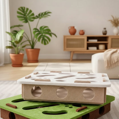 Pet Cat Puzzle Maze Holes Toys Felt Box with Bell Ball Kitten Playing Toys Interactive Funny Combination Set Cat Supplies