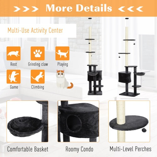Cat activity center with various features and benefits highlighted.