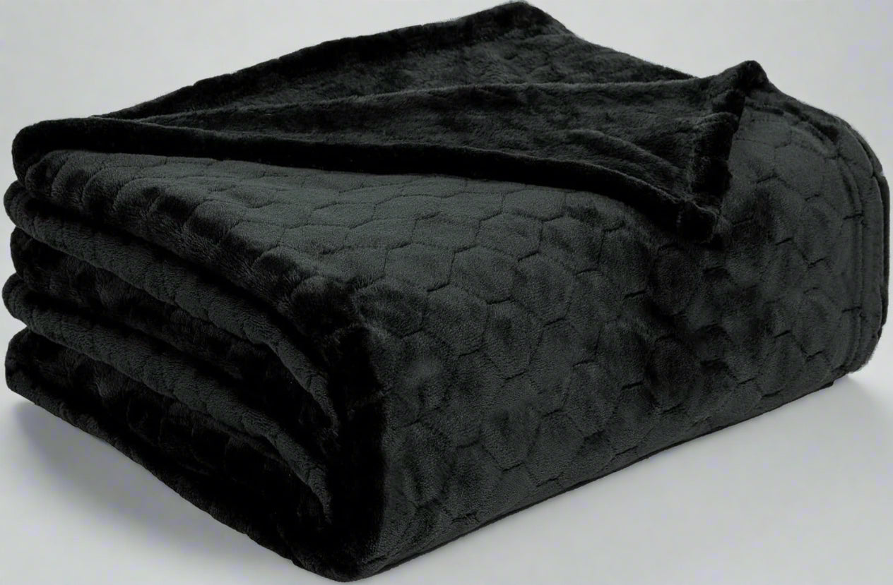 Fleece Blanket Fuzzy Plush Throw Blanket 50" X 60", Super Soft Fluffy Bed Blanket Geometric Pattern Comfy Microfiber Flannel Blankets for Couch, Bed, Sofa, Black