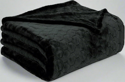 Fleece Blanket Fuzzy Plush Throw Blanket 50" X 60", Super Soft Fluffy Bed Blanket Geometric Pattern Comfy Microfiber Flannel Blankets for Couch, Bed, Sofa, Black